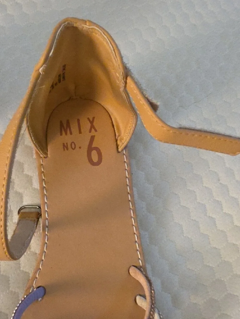 Mix No. 6 Tan Ankle-Strap Sandals with Metallic Multi-Strap Detail